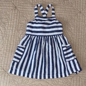 Striped Navy and White Baby Dress -12 m